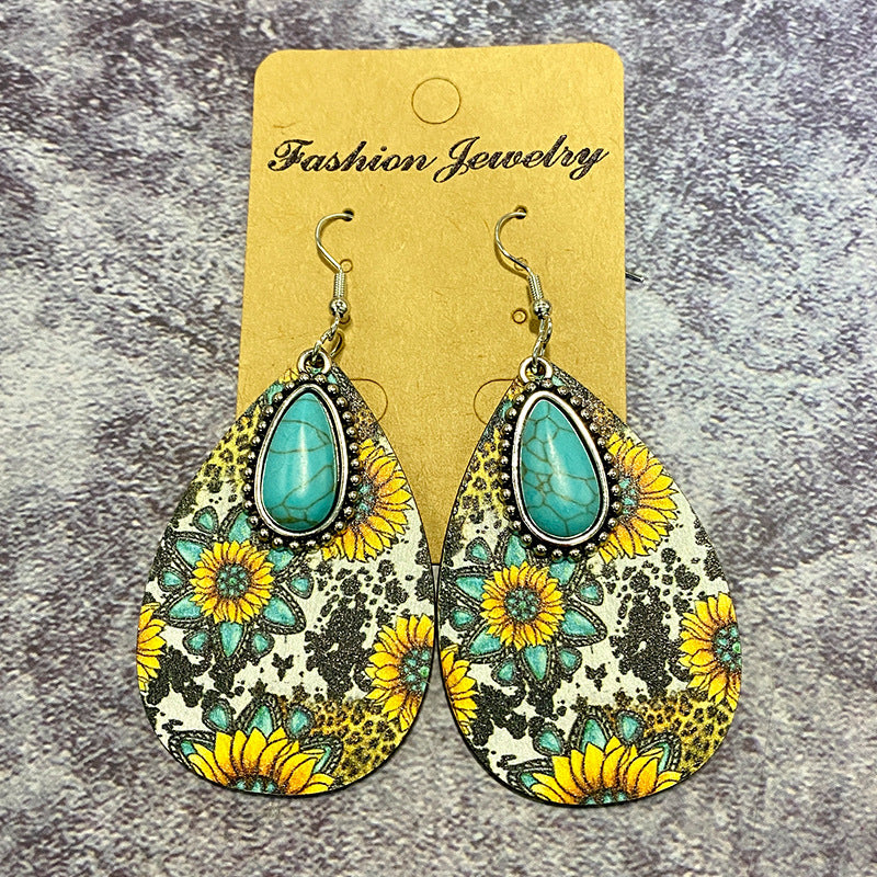 Wholesale Western Wind Aztec Wooden Earrings ACC-ES-XinChuan009