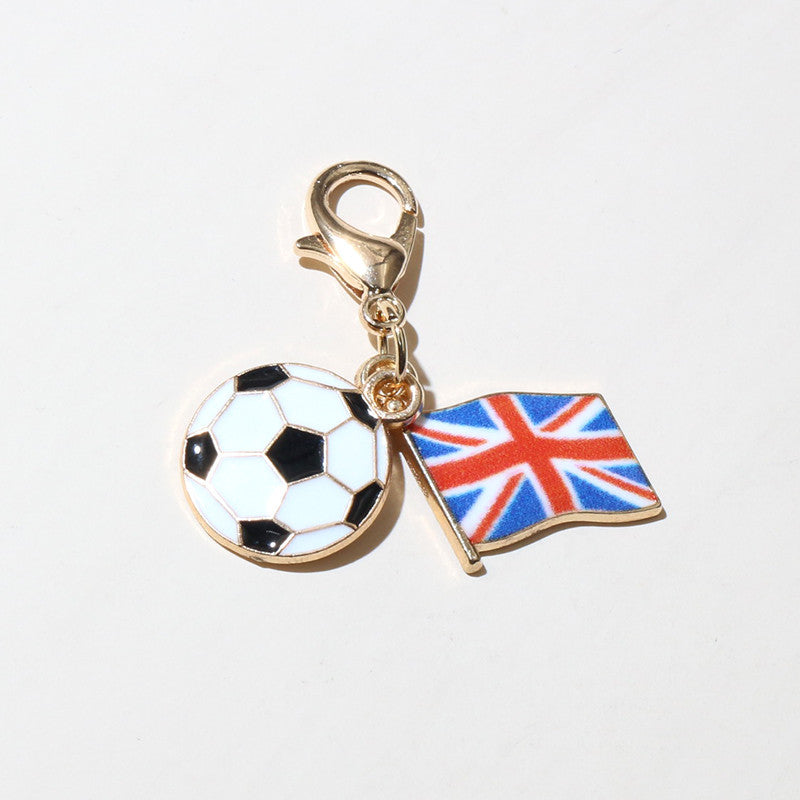Wholesale Zinc Alloy Soccer Flag Charm Keychain Pendant for DIY Jewelry Making Boutique Resale