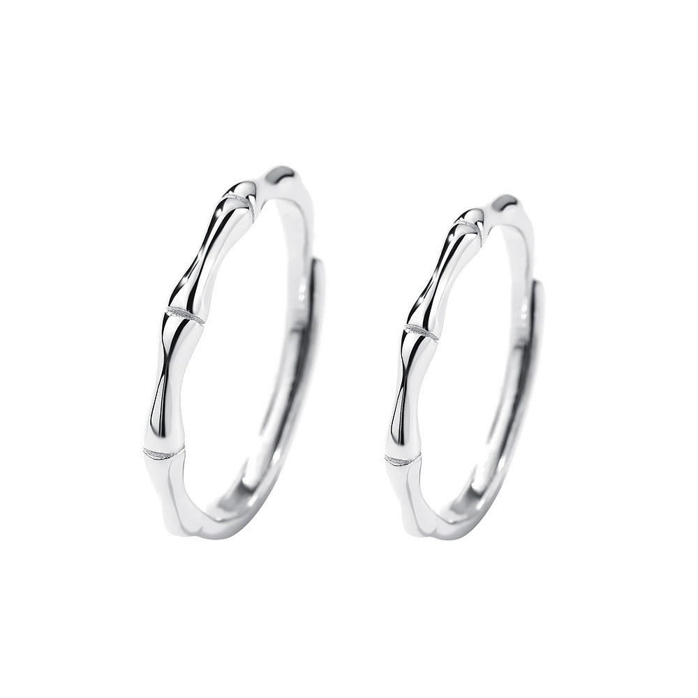 Wholesale s999 sterling silver bamboo couple ring