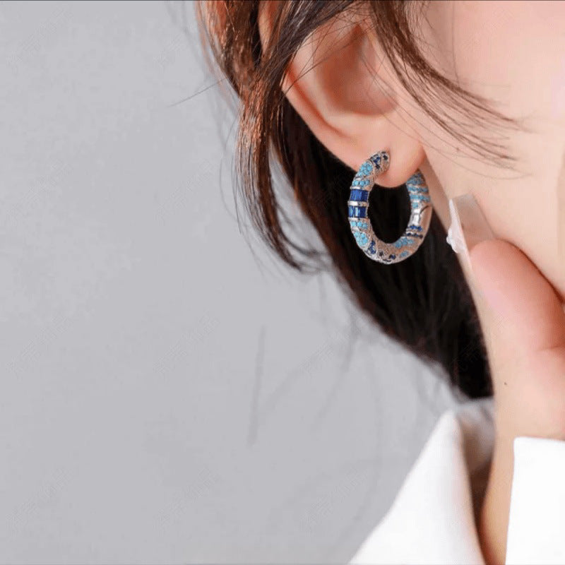 Wholesale Bohemian Blue Enamel Ear Ring  Earrings