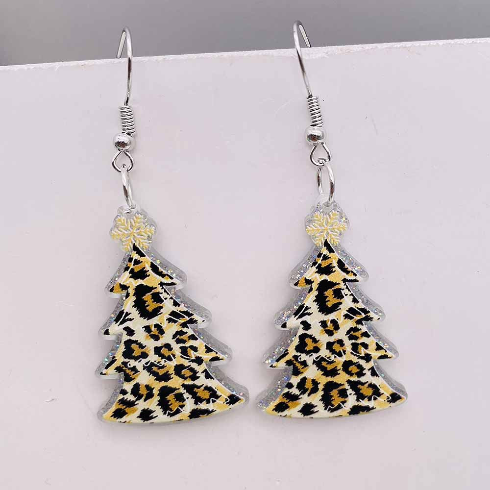 Wholesale Christmas Lights Red Plaid Christmas Tree Acrylic Earrings ACC-ES-ChenY072