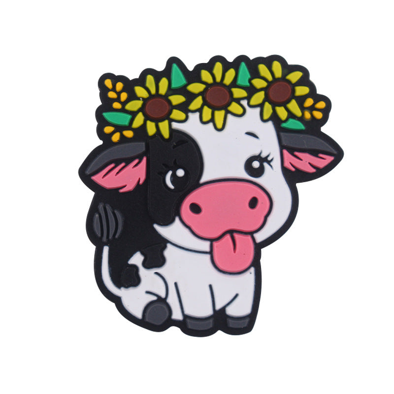 Wholesale 5pcs Cartoon Cow Silicone Focal Beads ACC-BDS-GuangTian035