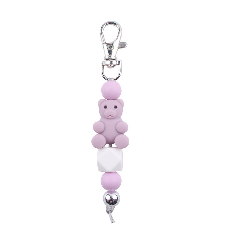 Wholesale Cartoon Bear Silicone Beaded Keychain Cute Keychain ACC-KC-GuangTian084