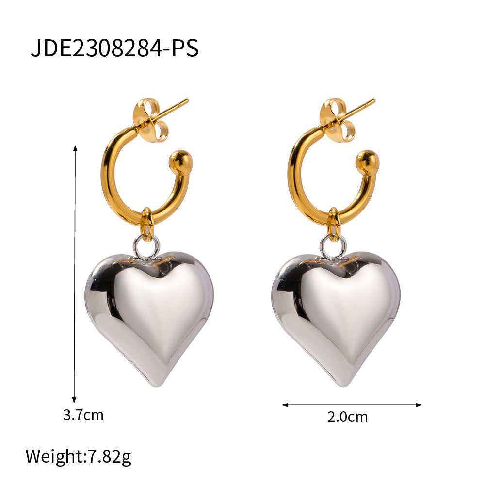 Wholesale Stainless Steel Valentine's Day Bow Heart Earrings