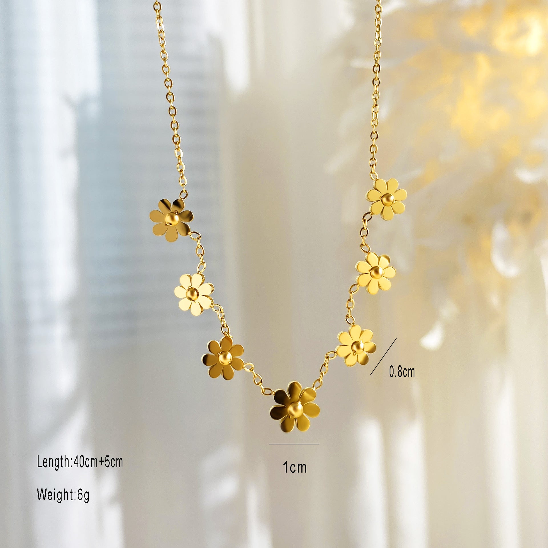 Wholesale Titanium Steel Mother of Pearl Butterfly Daisy Necklace ACC-NE-YuXun003