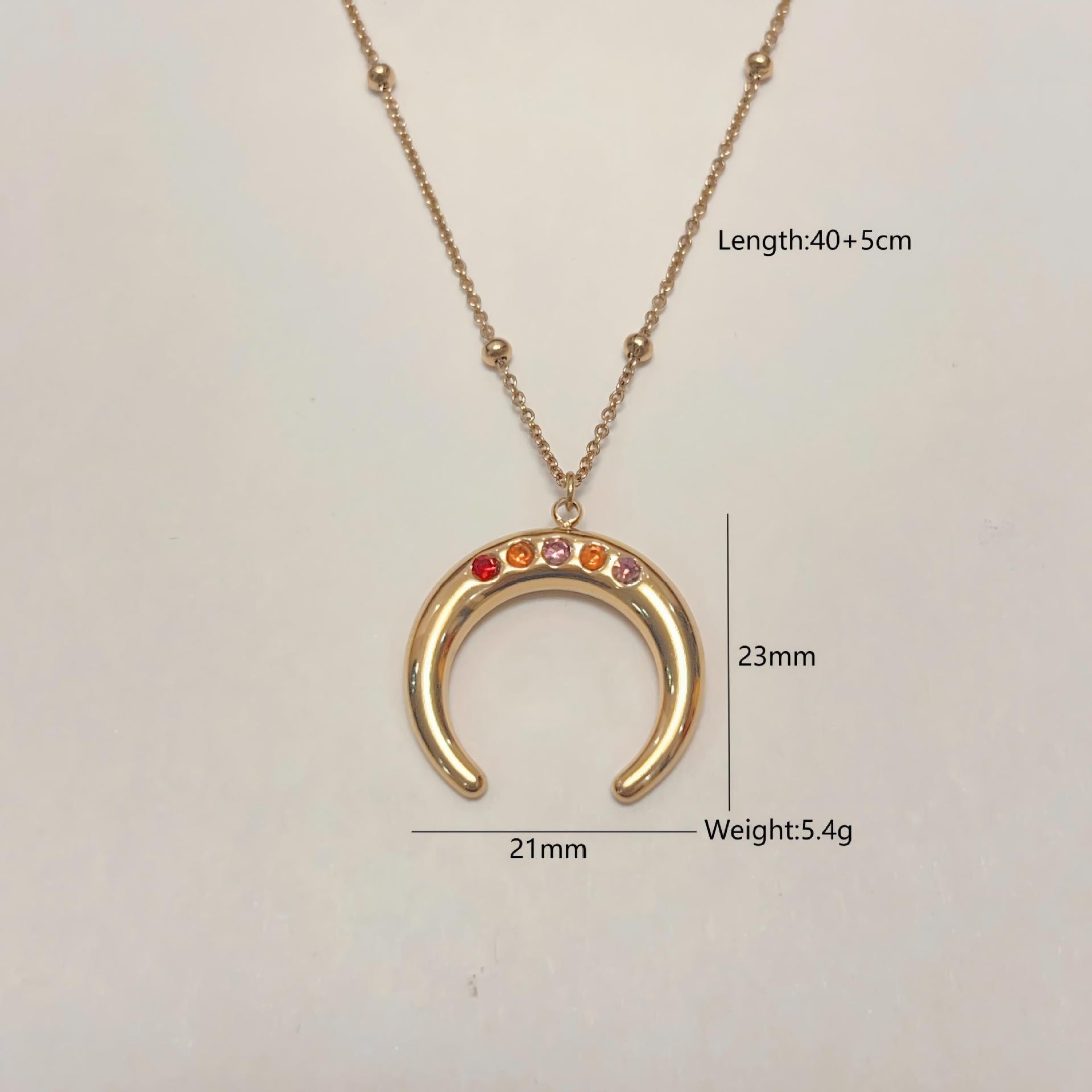 Wholesale Natural stone necklace with diamond moon oil drop sun titanium steel chain