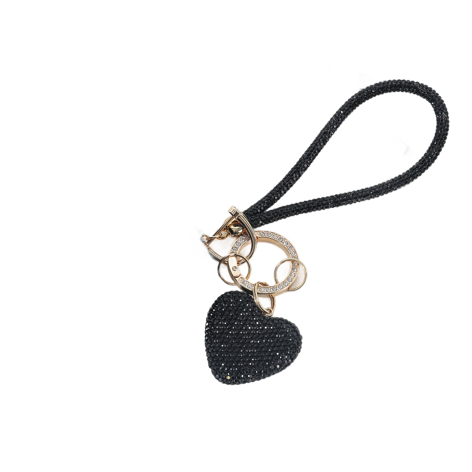Wholesale Pom Pom Heart-shaped   rhinestone-encrusted keychain