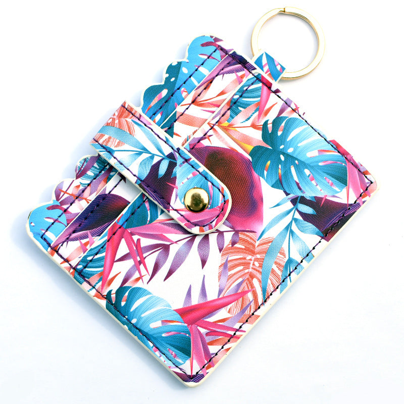 Wholesale Western Style Leopard Plaid Flower Card Holder Keychain ACC-KC-QiuXue001