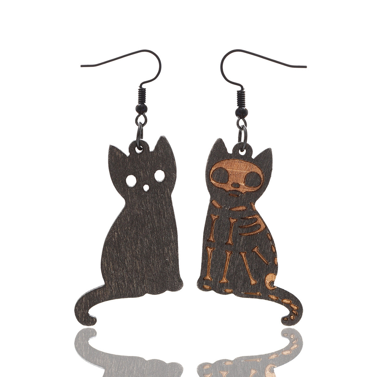 Wholesale Wood Flower Skull Pumpkin Earrings