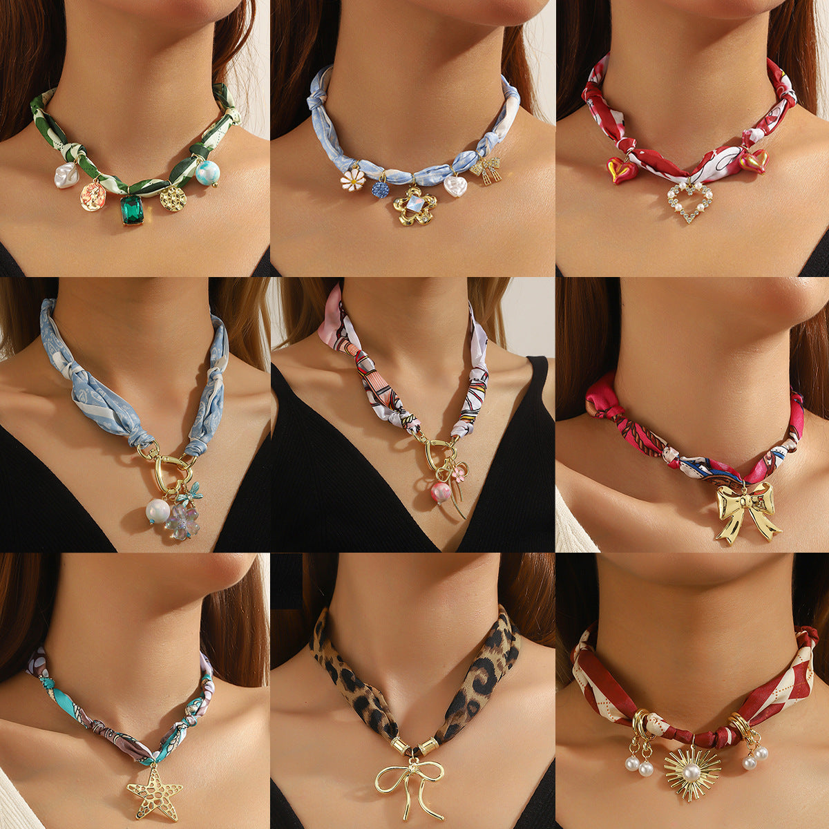 Wholesale Summer f Necklace with Pearl and Flower Pendants Fashion Accessory Gift
