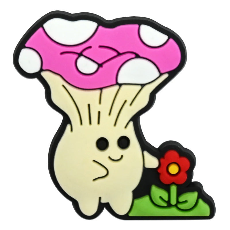 Wholesale   Random 100pcs Creative Cute cartoon mushroom series  PVC Soft Rubber Shoe Buckle Decoration