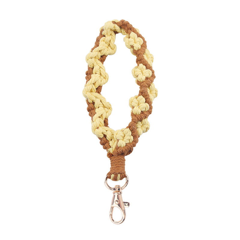 Wholesale Handmade Woven Daisy Cotton Rope Lanyard Keychain ACC-KC-GuangTian078