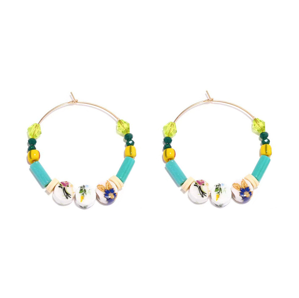 Wholesale Bohemian Style Handmade Beaded Rice Beads Crystal Earrings