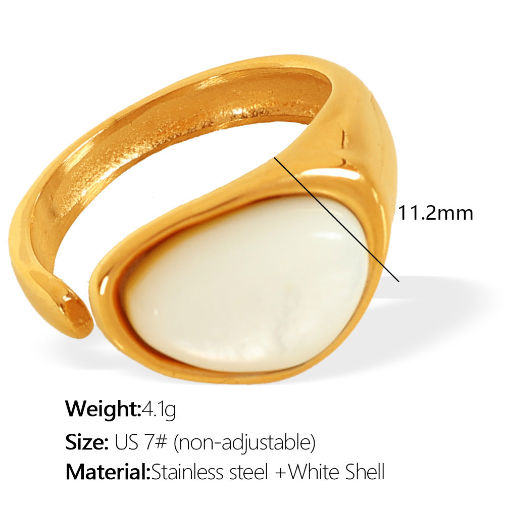 Wholesale French Retro Natural Tiger Eye Stone Ring Titanium Steel Plated with 18K Gold Elegant Niche Design Open Women' s Ring Accessible Luxury