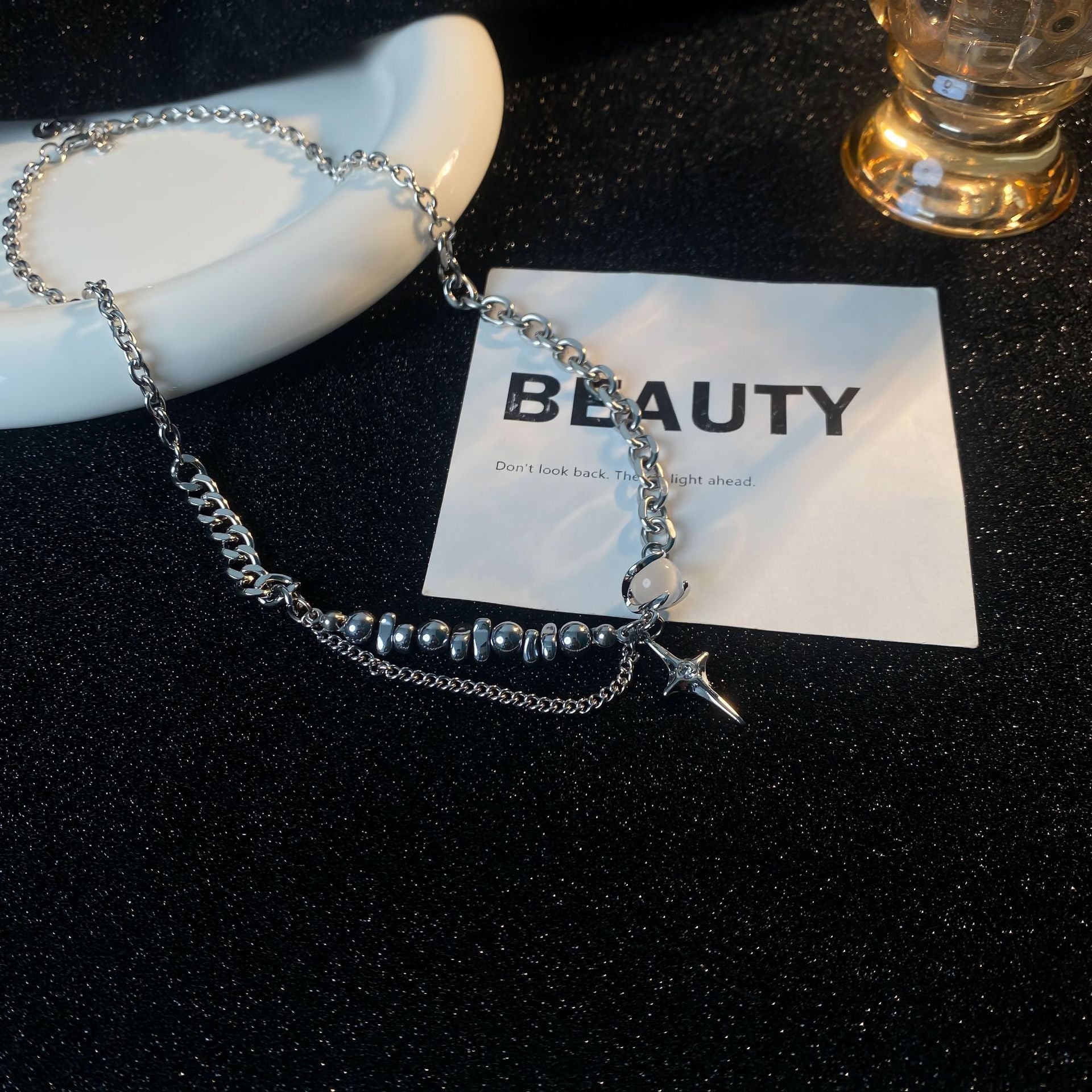 Wholesale Double Layer Splicing Necklace Titanium Steel Sweater Chain Long Necklace ACC-NE-NS003