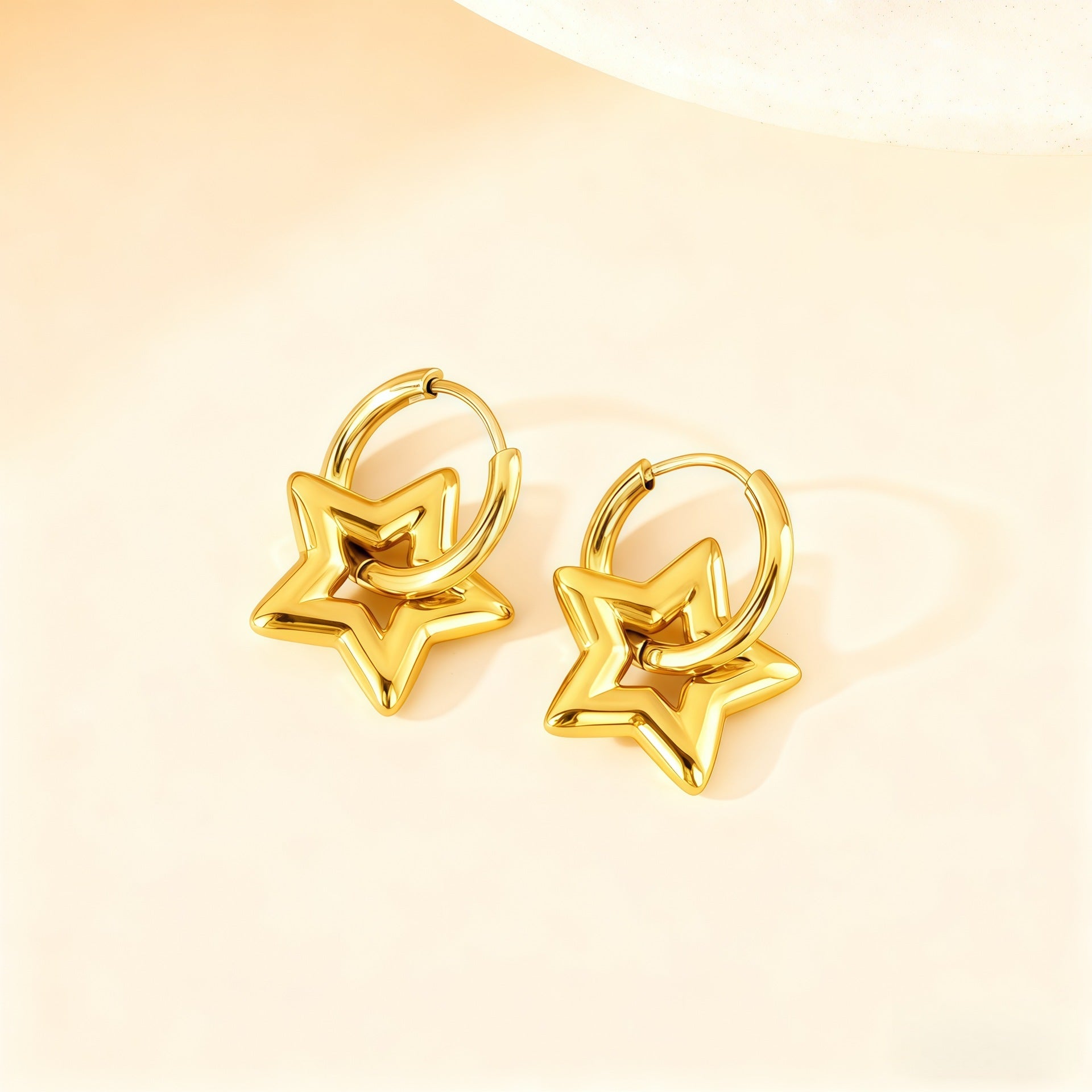 Wholesale Love Elegant Earrings Ear Buckle Titanium Steel Star Moon Geometric Earrings Light Luxury Earrings