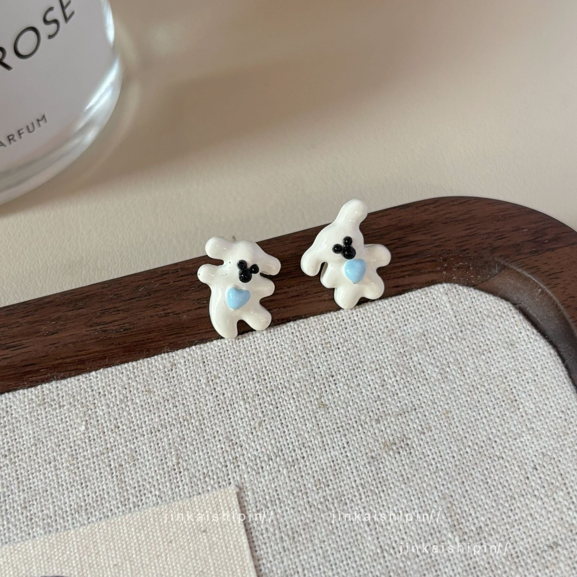 Wholesale  Fun Dopamine Pink Love Bear Earrings