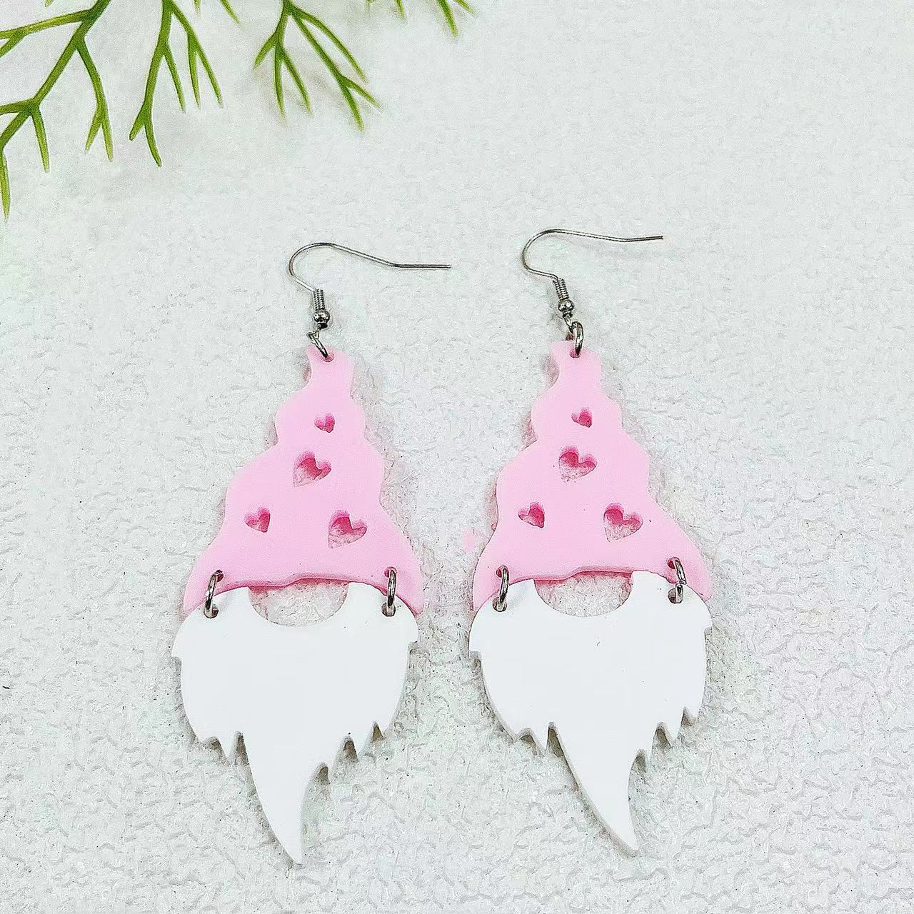 Wholesale Christmas Santa Claus Heart Hollow Acrylic Earrings ACC-ES-AnDao034