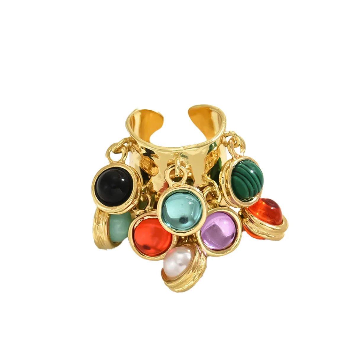 Wholesale Adjustable Luxury Women's Ring With Colorful Stones Open Design Jewelry