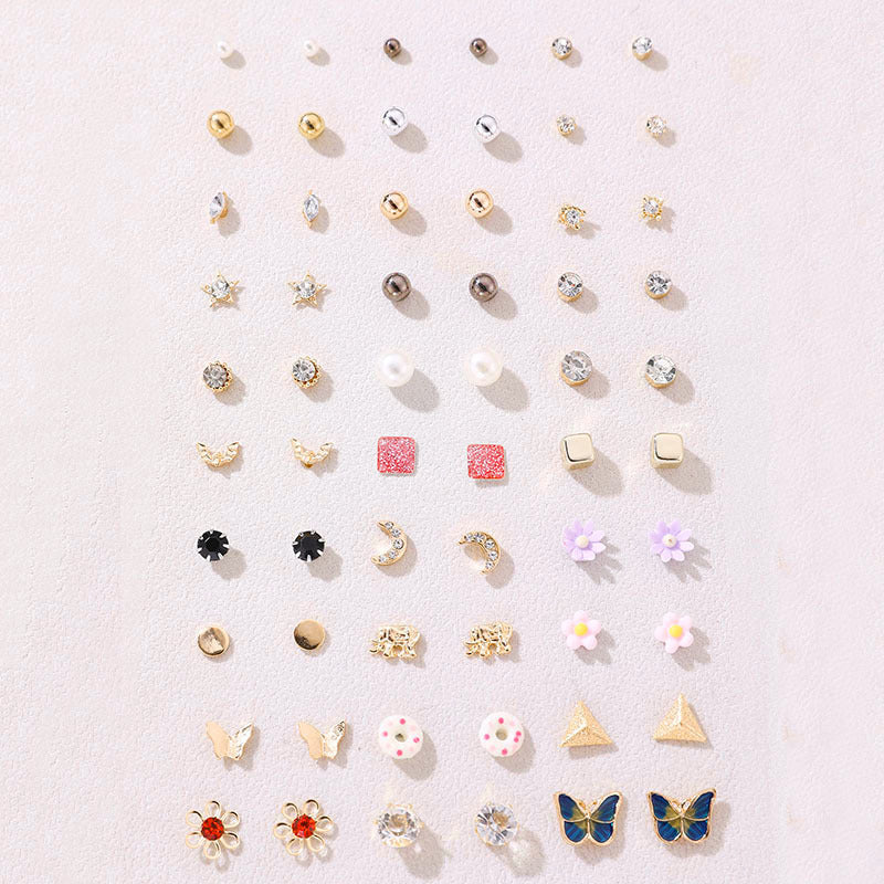 Wholesale diamond compact exquisite love pearl geometric combination female earrings