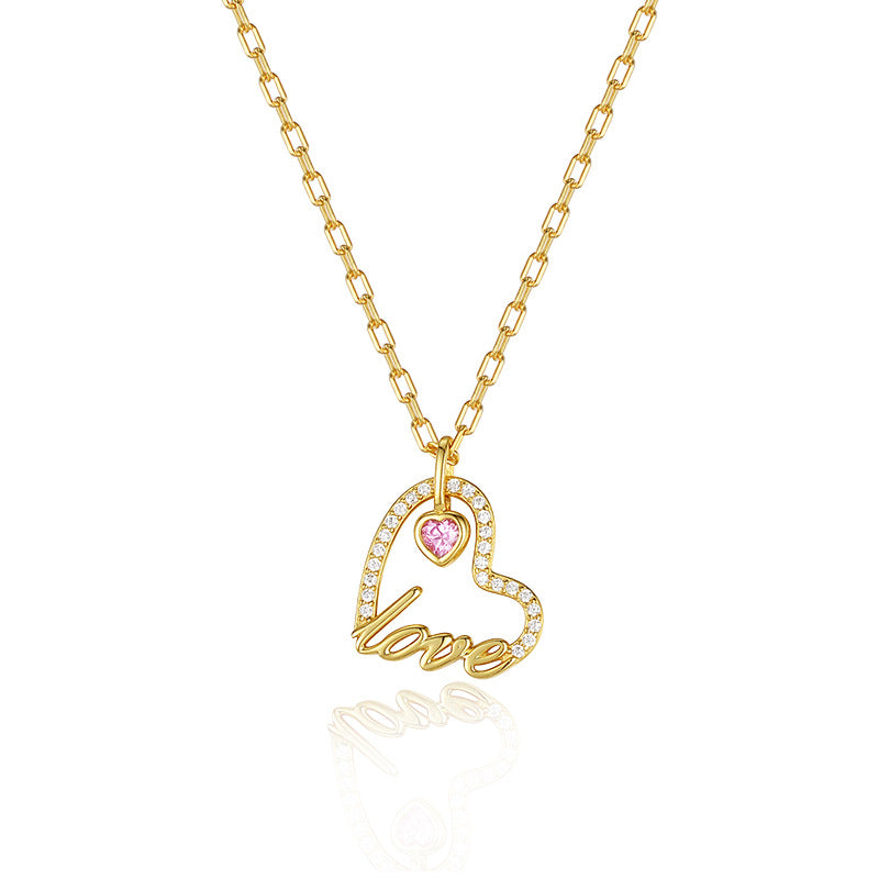 Wholesale Romantic Beating Heart Zirconia Necklace