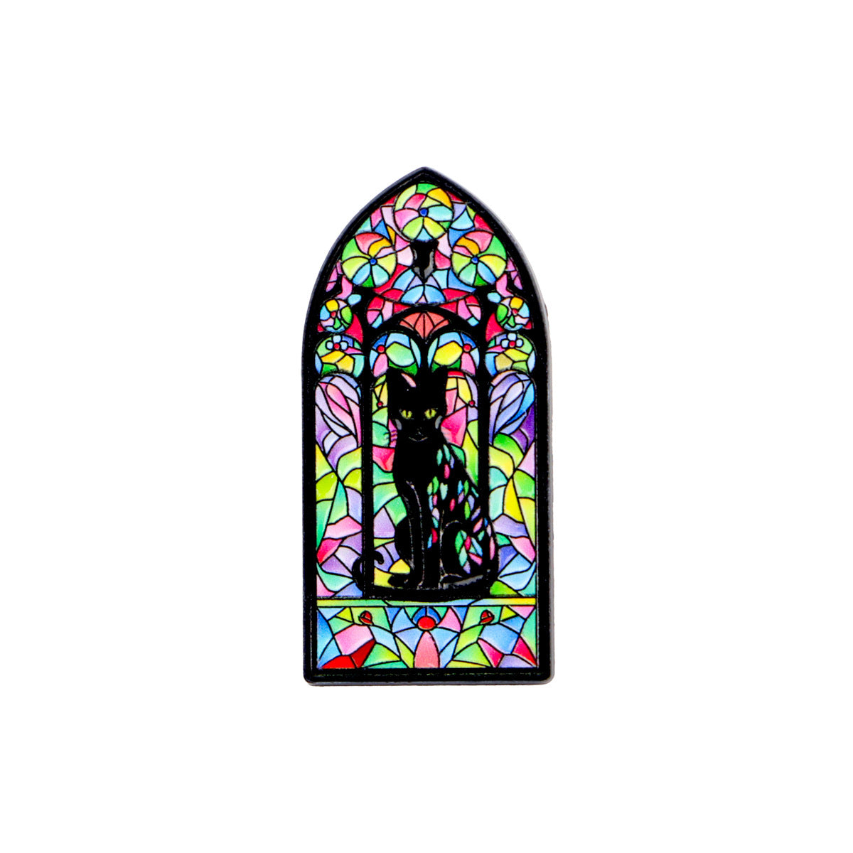 Wholesale Stained Window Black Cat Brooch