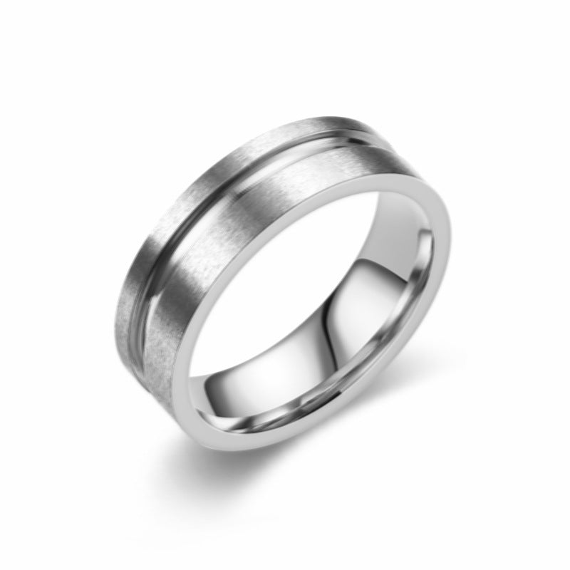 Wholesale  Titanium Steel Frosted Two-Color Ring for Men