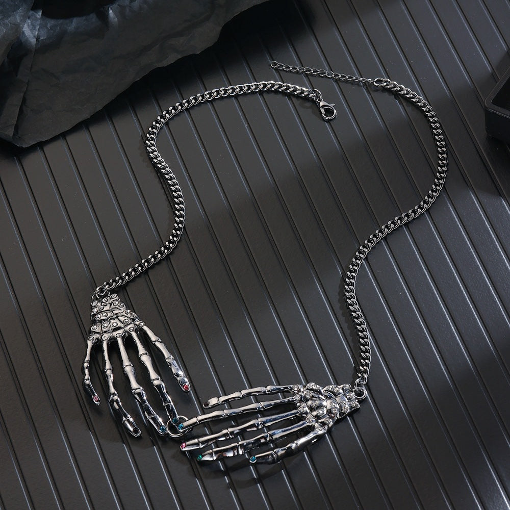 Wholesale Silver Tone Alloy Gothic Skeleton Necklace Earring Set  Fashion Accessory