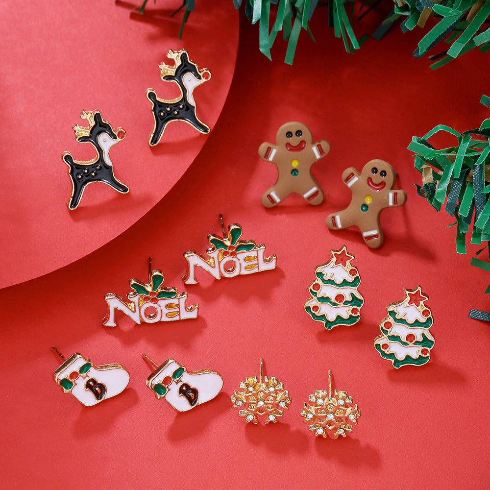 Wholesale Christmas Earrings Set Snowflake Elk Christmas Tree Earrings ACC-ES-Zhey004