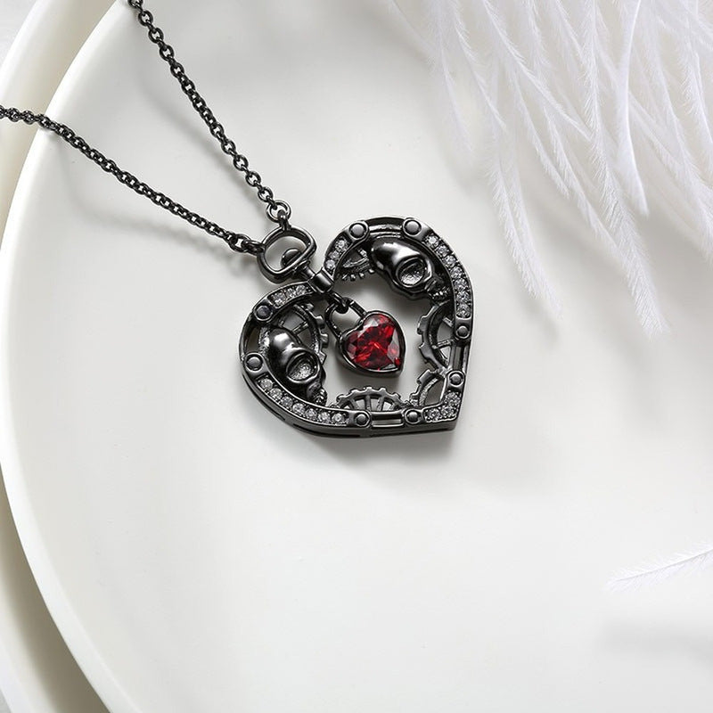 Wholesale Demon Skull Pendant Gothic Retro Love Diamond Punk Diablo Necklace
