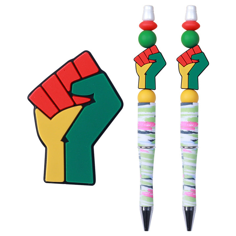 Wholesale 20pcs Juneteenth Silicone Focal Beads DIY Beaded Pen Accessories ACC-BDS-HeXing018