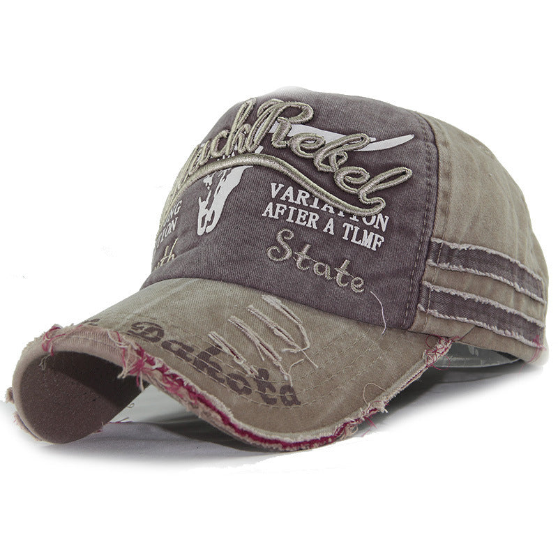 Wholesale Distressed Bull Head Baseball Cap Washed Frayed Brim Sun Hat Unisex Trendy Fashion Accessory Gift