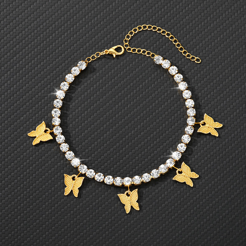 Wholesale  rhinestone butterfly anklet