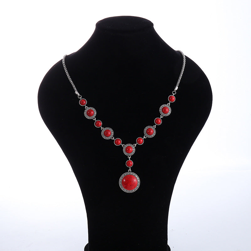 Wholesale Long Alloy Turquoise Bohemian Sweater Chain