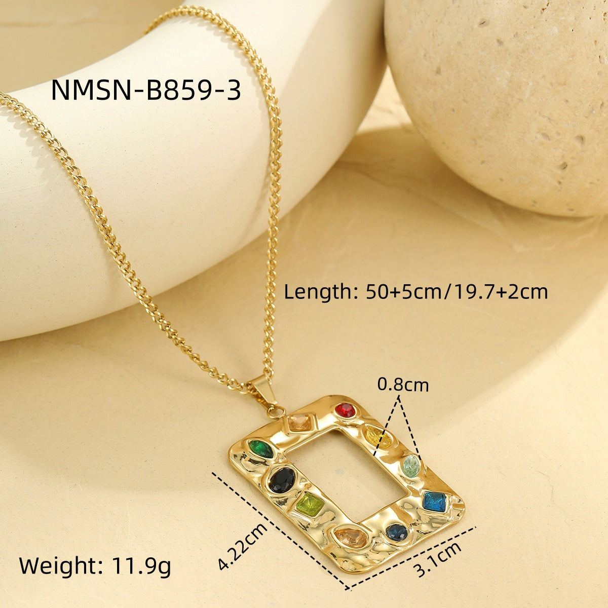 Wholesale  exaggerated stainless steel necklace color zircon love shaped  jewelry