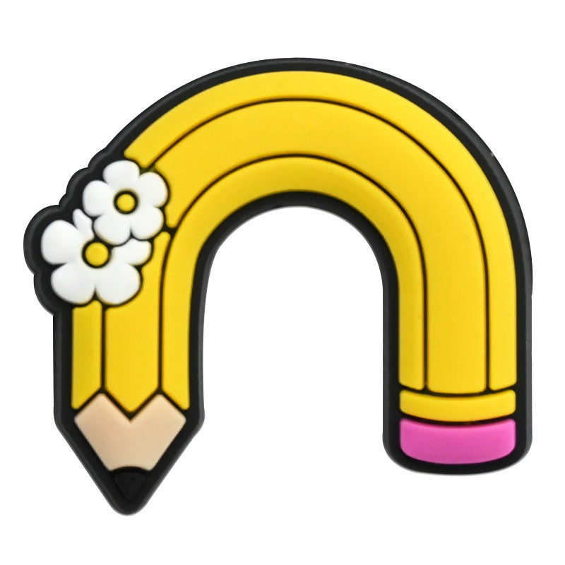 Wholesale Random 100pcs Creative learning series  PVC Soft Rubber Shoe Buckle Decoration