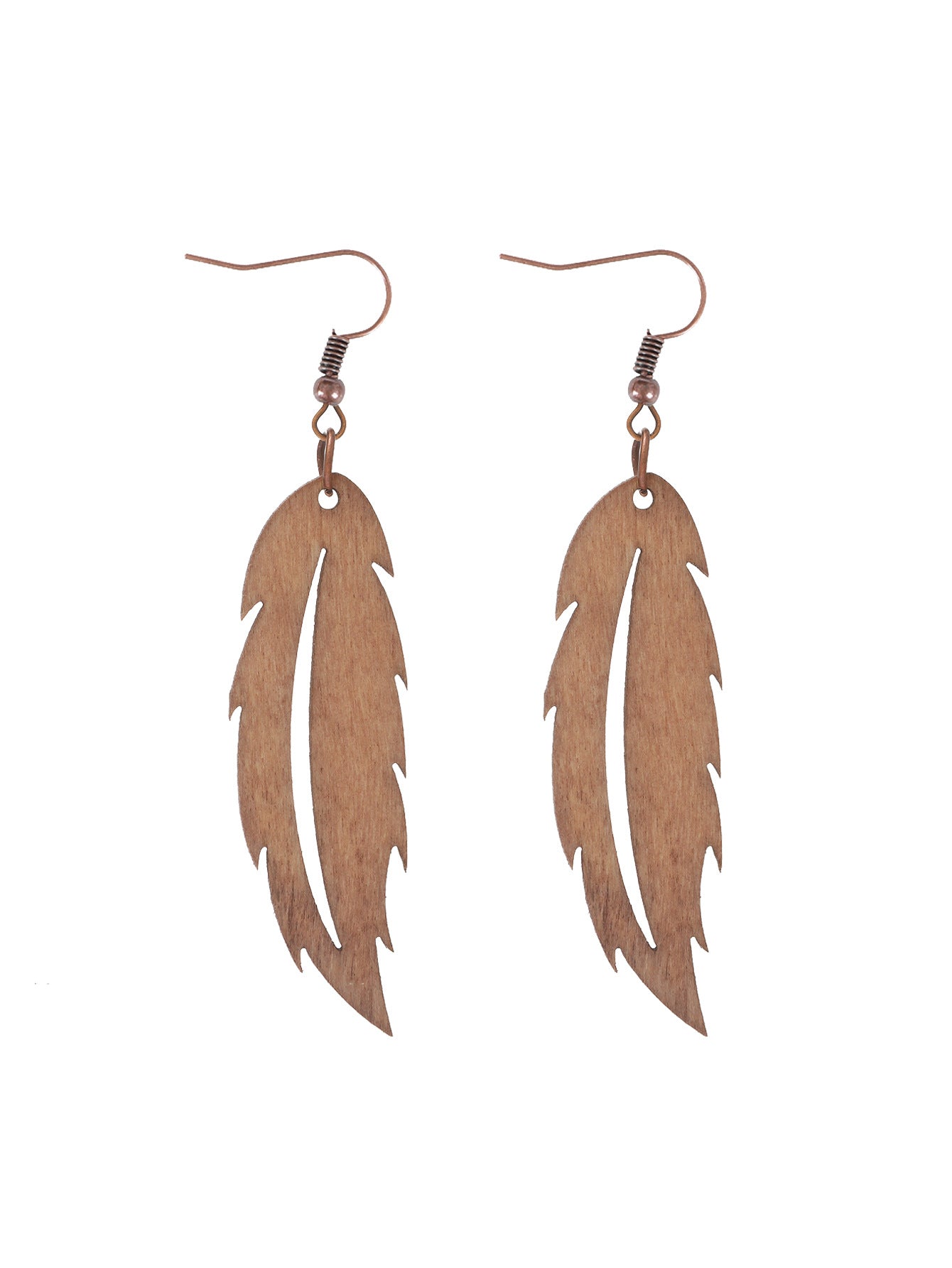 Wholesale  Retro Feather Leaf Shape Wooden Earrings
