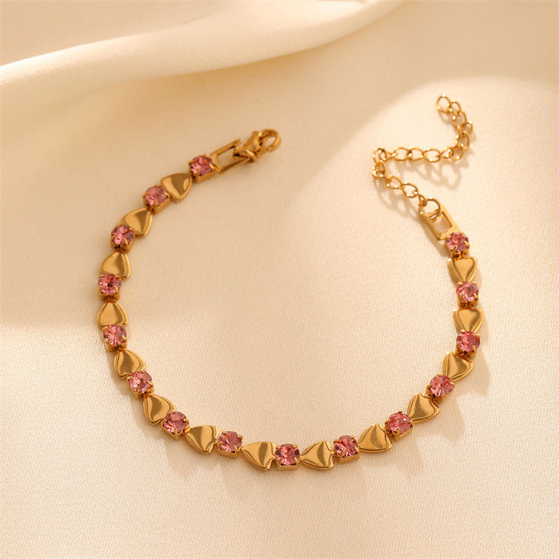 Wholesale 18k Gold Plated Bracelet Cross Titanium Steel Bracelets with Diamond Zircon Love Bracelet ACC-BT-TaiYu003