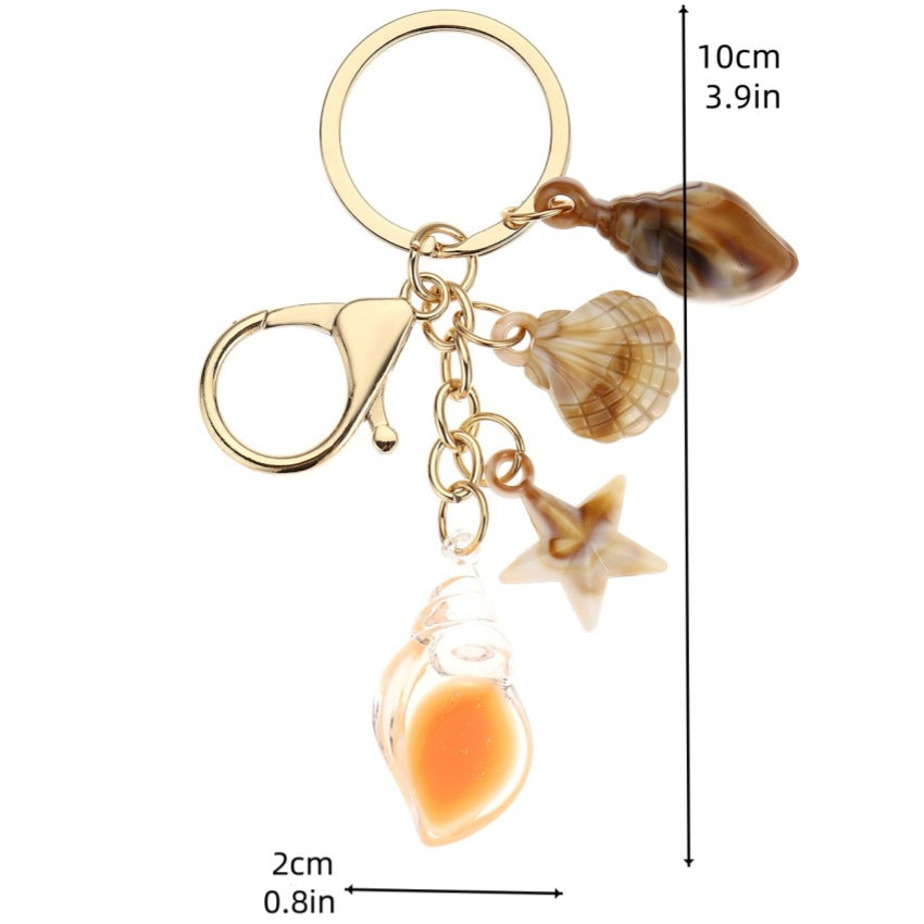Wholesale Luminous Resin Starfish Crystal Conch Keychain Pendant for Women Car Bag Decoration - Boutique Resale