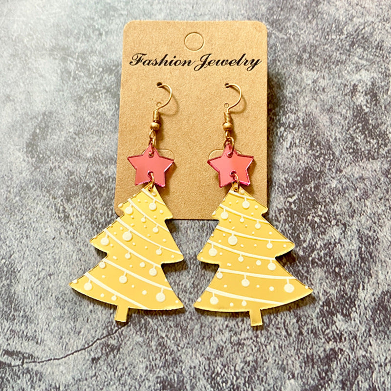 Wholesale Fashion Acrylic Christmas Tree Earrings Snowflake Leaf Design Party Jewelry Accessory Boutique Resale