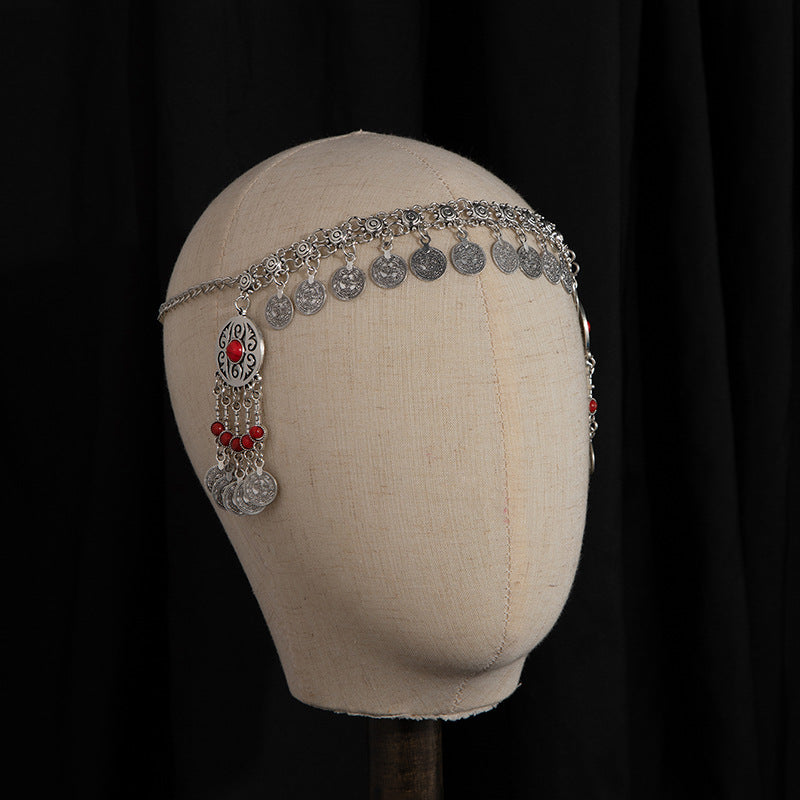 Wholesale Chic Exotic Rhinestone Coin Tassel Hair Chain Retro Geometric Head Chain Fashion Accessory