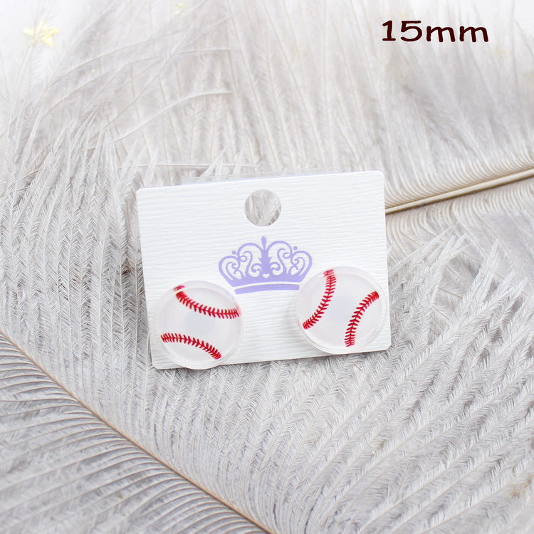 Wholesale 5pcs Mini Football Acrylic Earrings ACC-ES-XiaoYan049