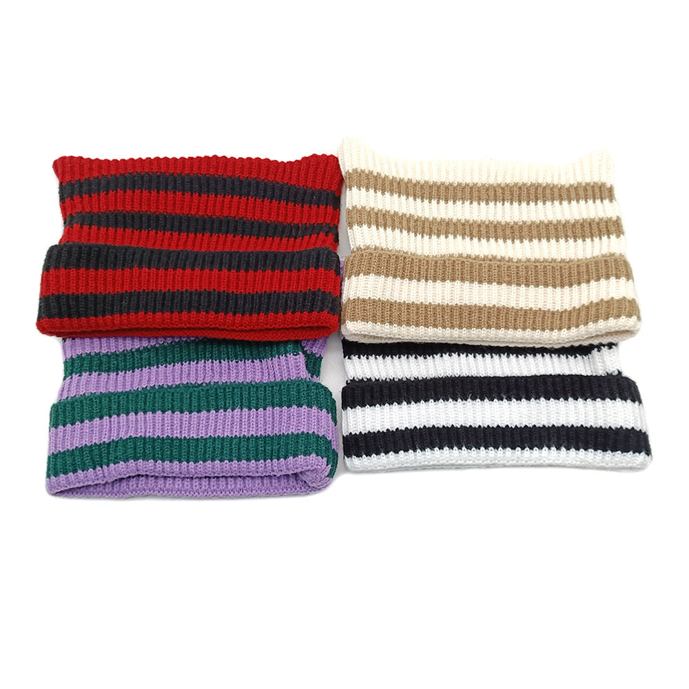 Wholesale  Wool Hat  Handmade Striped Hat Women Cat Hat