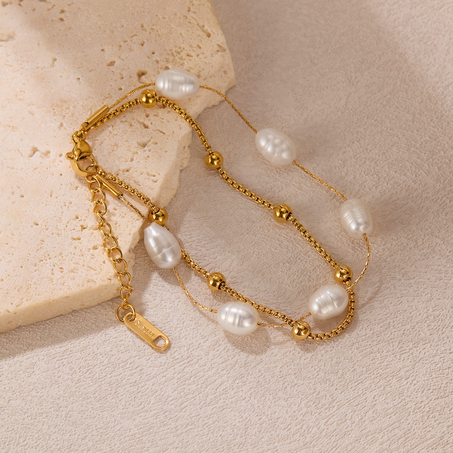 Wholesale Titanium Steel Bracelet Light Luxury Fresh Water Pearl Bracelet