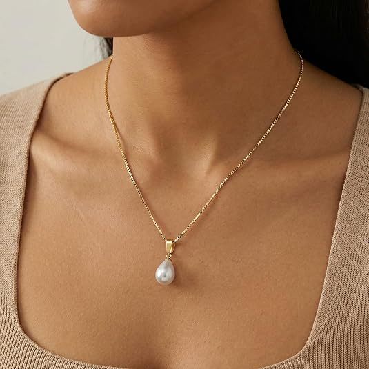 Wholesale Heart-Shaped Pearl Pendant Necklace Copper Fairy Style Fashion Accessory Gift