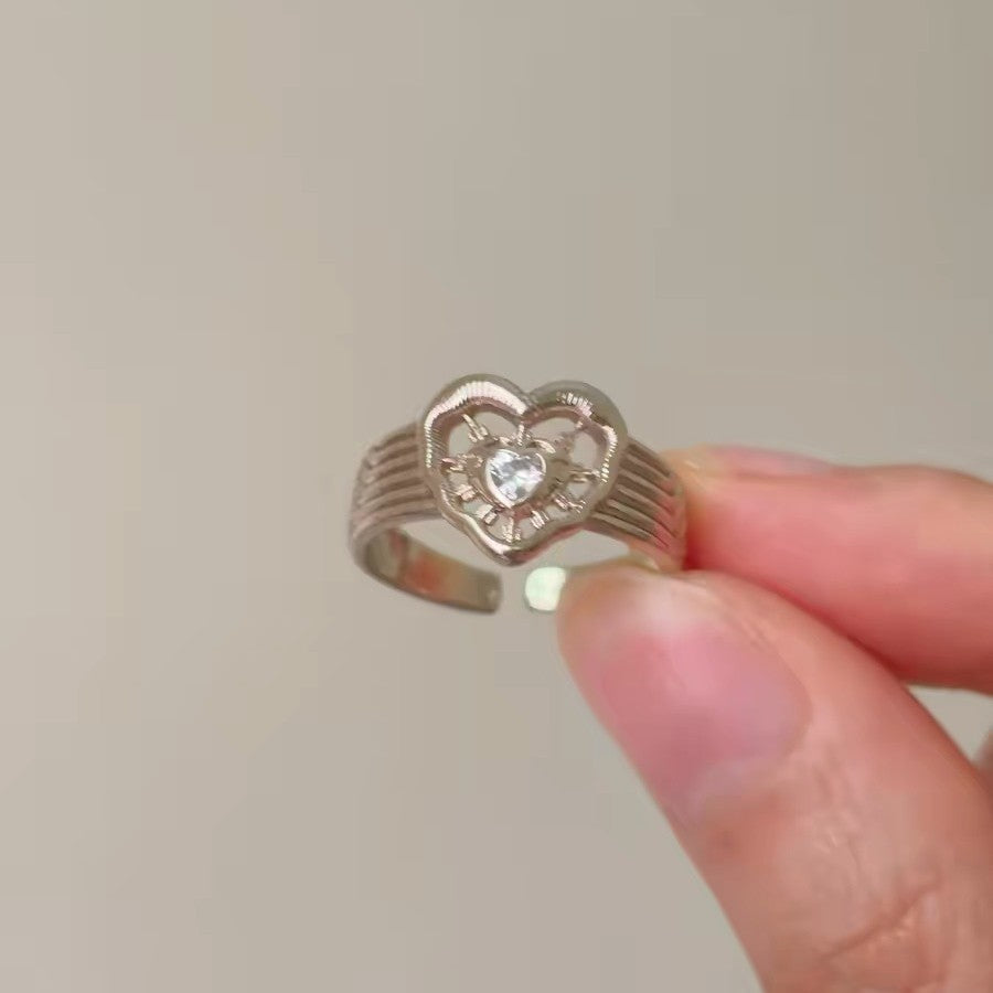 Wholesale Women S Hollow Heart Coffee Gold Ring Stylish Index Finger Jewelry Accessory For Everyday Wear