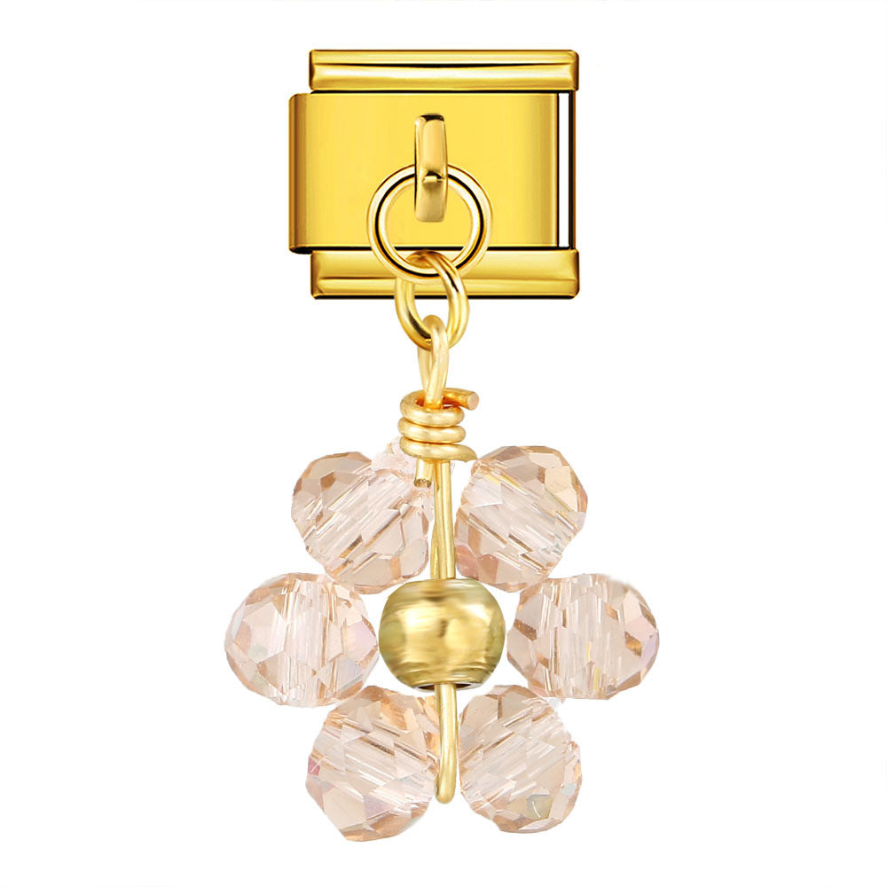 Wholesale Italian Charm Bracelet 9mm DIY  Crystal Bead Flower Pendant Creative Stainless Steel Composable Bracelet