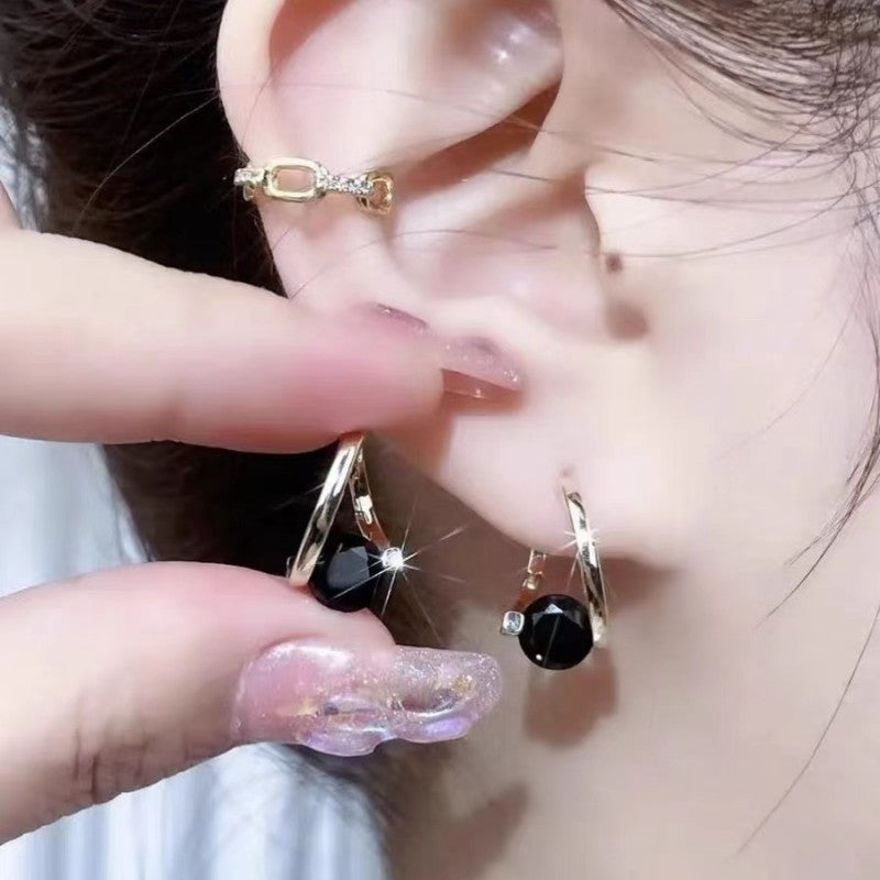 Wholesale Zinc Alloy Electroplated Geometric Zirconia Earrings Purple Silver Fashion Accessory