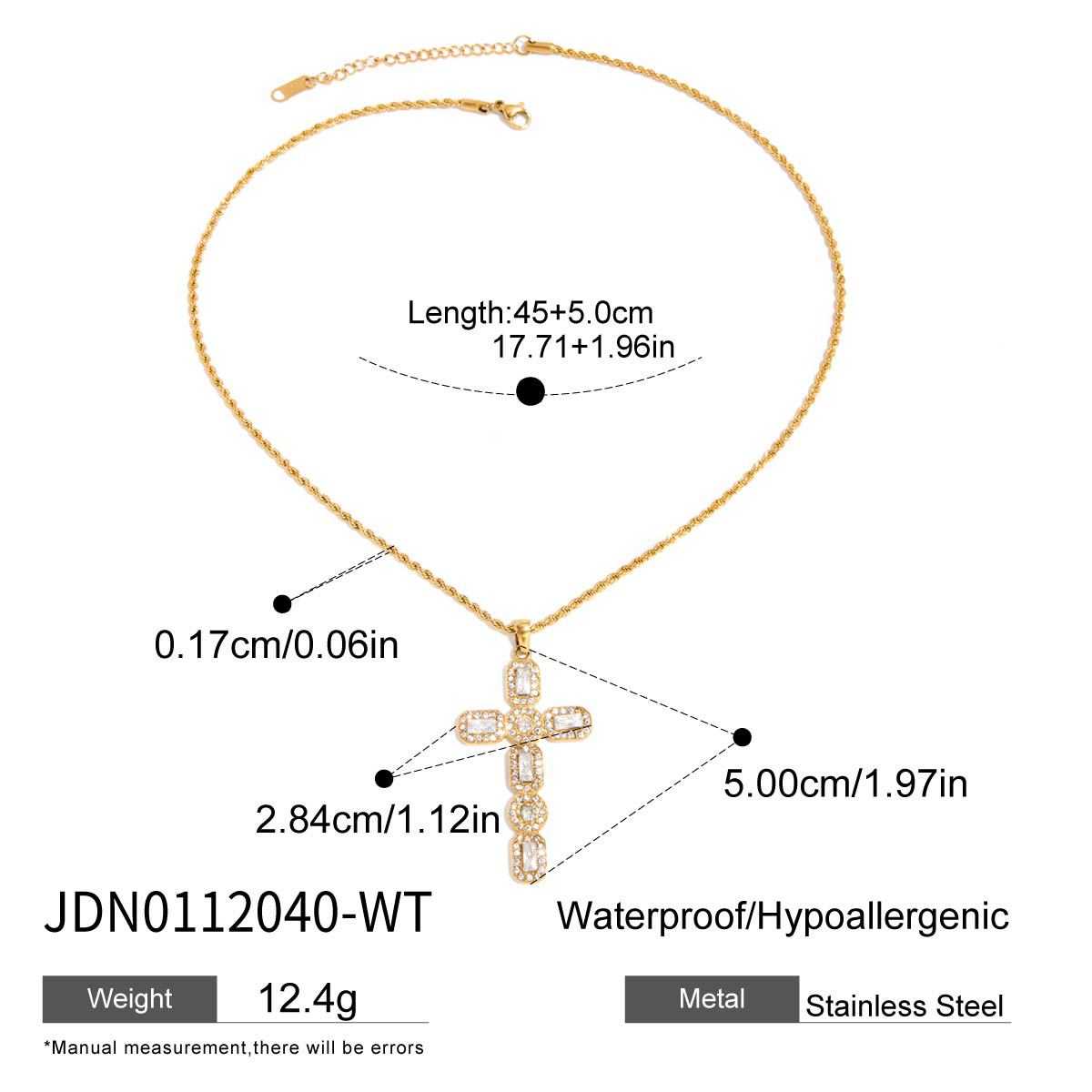 Wholesale Stainless steel cross necklace with zircon setting