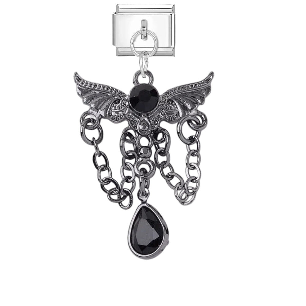 Wholesale Dark Punk DIY Bracelet Strap - Titanium Steel Black Cross Enamel,  Jewelry Accessory for Resale